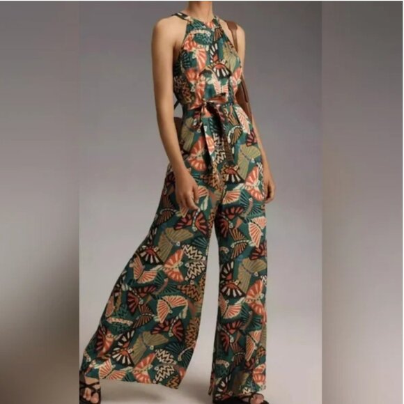 Farm Rio x Anthropologie Printed Halter Jumpsuit size M - Picture 1 of 5